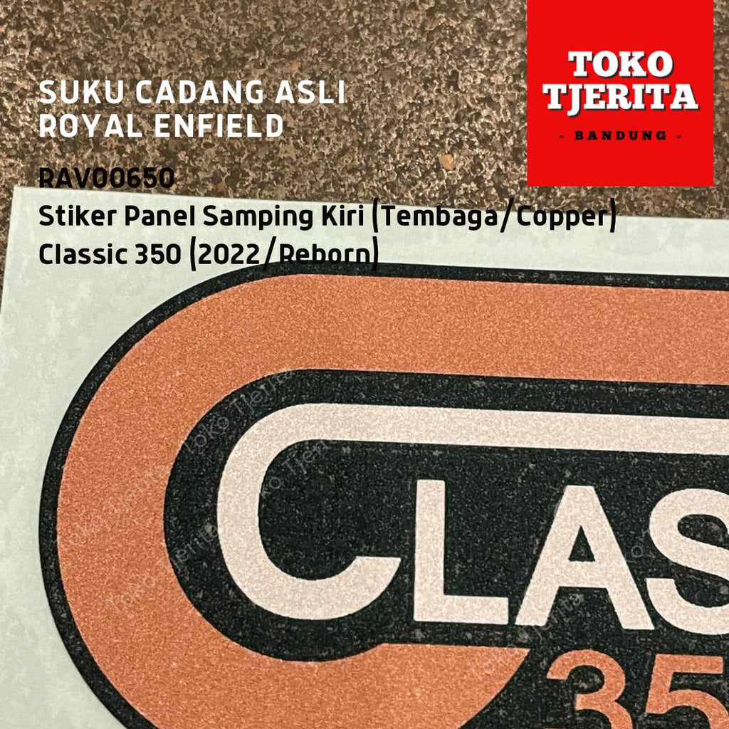 Stiker (1 Lembar) Side Panel Tembaga Putih Classic 350 - Royal Enfield