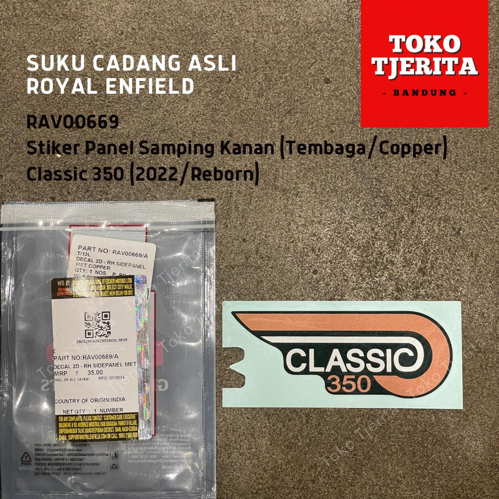 Stiker (1 Lembar) Side Panel Tembaga Putih Classic 350 - Royal Enfield