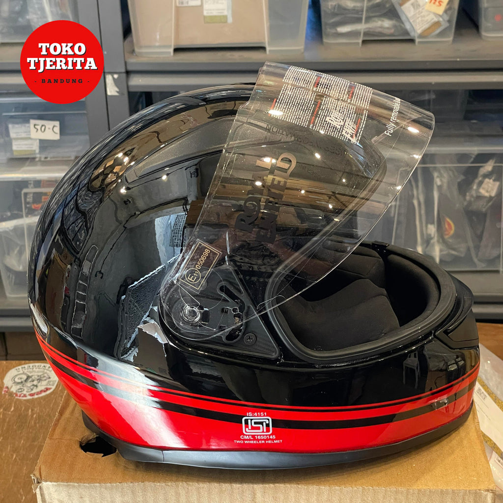 Helm Full Face Stripes Hitam Merah L 60 cm RRGHEP0000153 - Royal Enfield ASLI