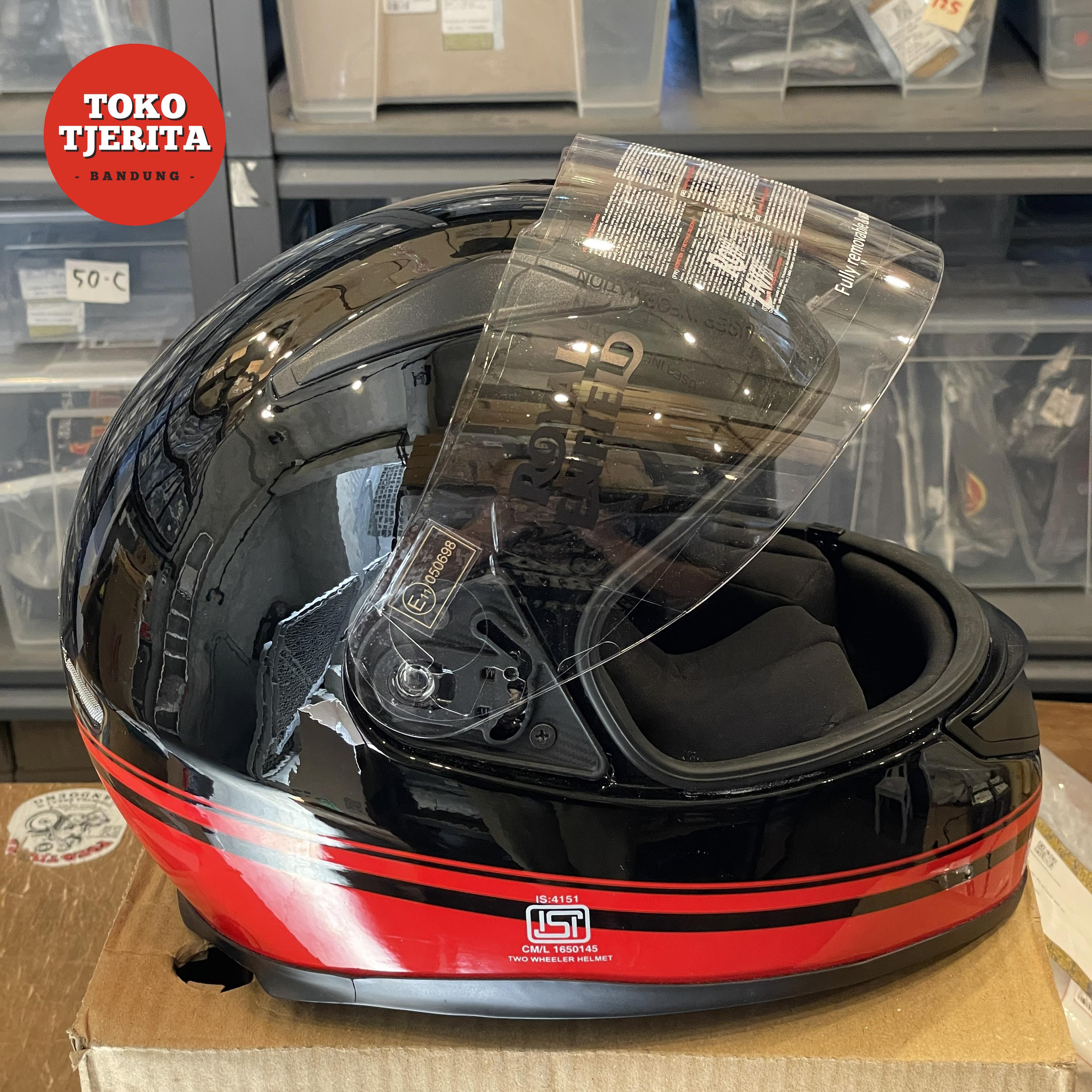 Helm Full Face Stripes Hitam Merah L 60 cm RRGHEP0000153 - Royal Enfield ASLI