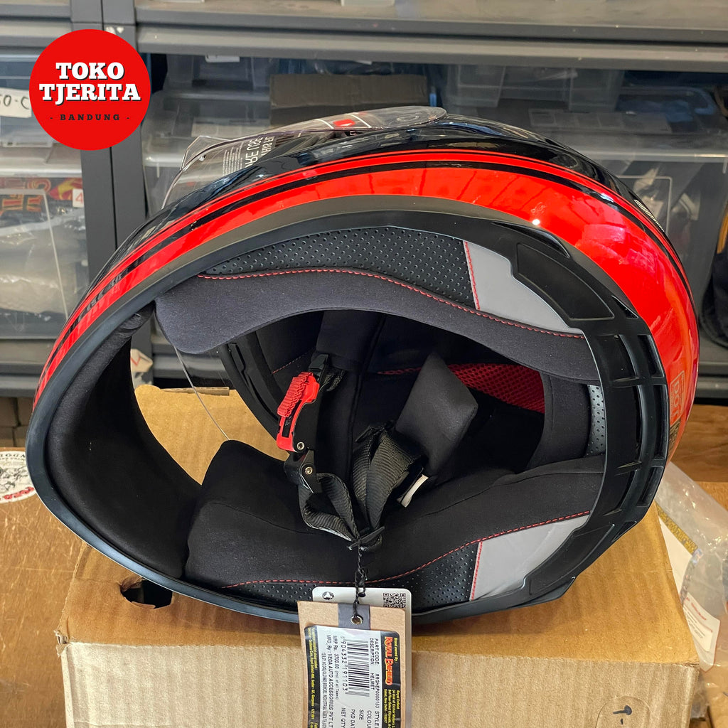 Helm Full Face Stripes Hitam Merah L 60 cm RRGHEP0000153 - Royal Enfield ASLI
