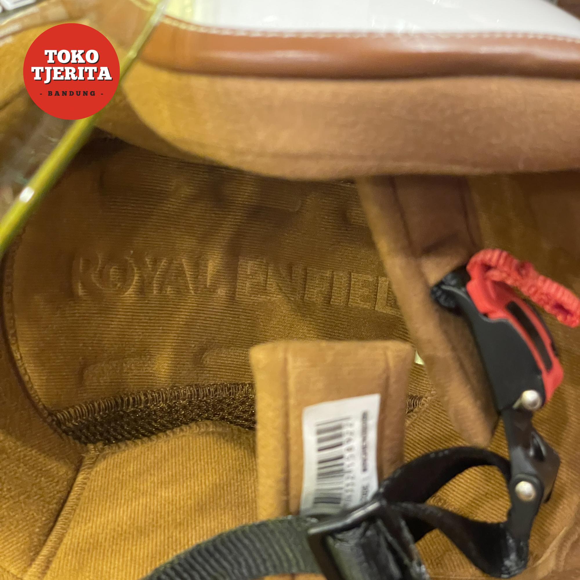 Helm Bobber Putih Lis Hitam XL Kecil RRGHEN000099 - Royal Enfield ASLI