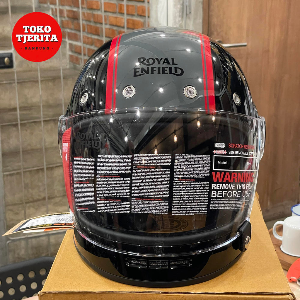 Helm Full Face Hitam Abu-Abu Merah RRGHEP0000144 - Royal Enfield ASLI
