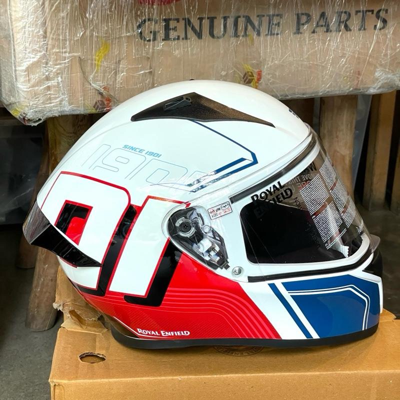 Helm Full Face Roadster 1901 Putih Merah Biru Kilap XL BESAR 62cm RRGHEA240660 - Royal Enfield ASLI