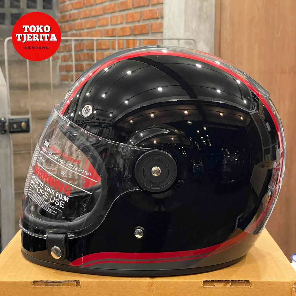 Helm Full Face Hitam Abu-Abu Merah RRGHEP0000144 - Royal Enfield ASLI