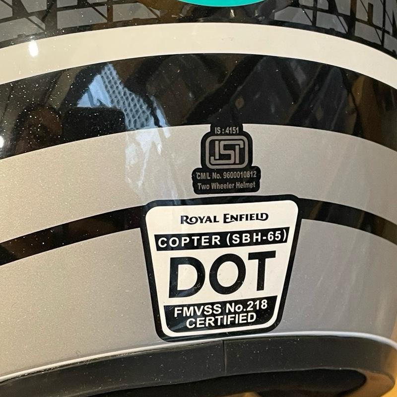 Helm Open Face Long Visor Copter Hunter Putih Hitam Kilap Lingkaran Biru (Teal) XL KECIL RRGHEA240838 - Royal Enfield ASLI