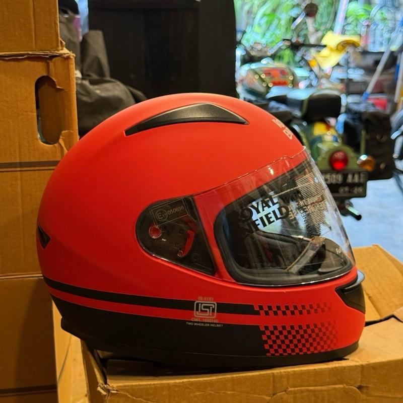 Helm Full Face Merah Dof Hitam Motif 65 XL BESAR RRGHEM000228 - Royal Enfield ASLI
