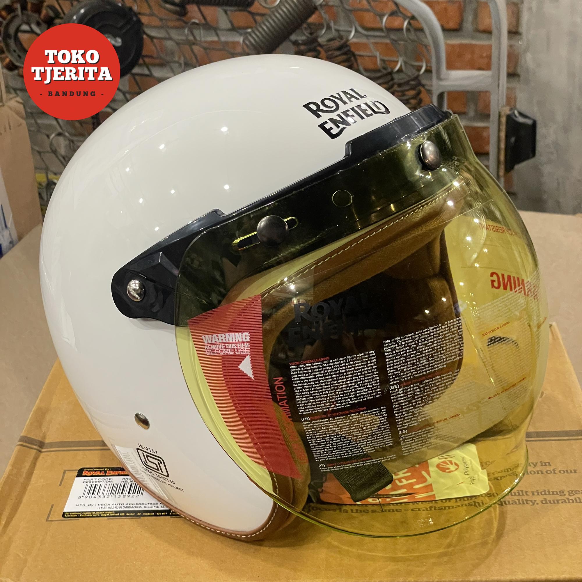 Helm Bobber Putih Lis Hitam XL Kecil RRGHEN000099 - Royal Enfield ASLI