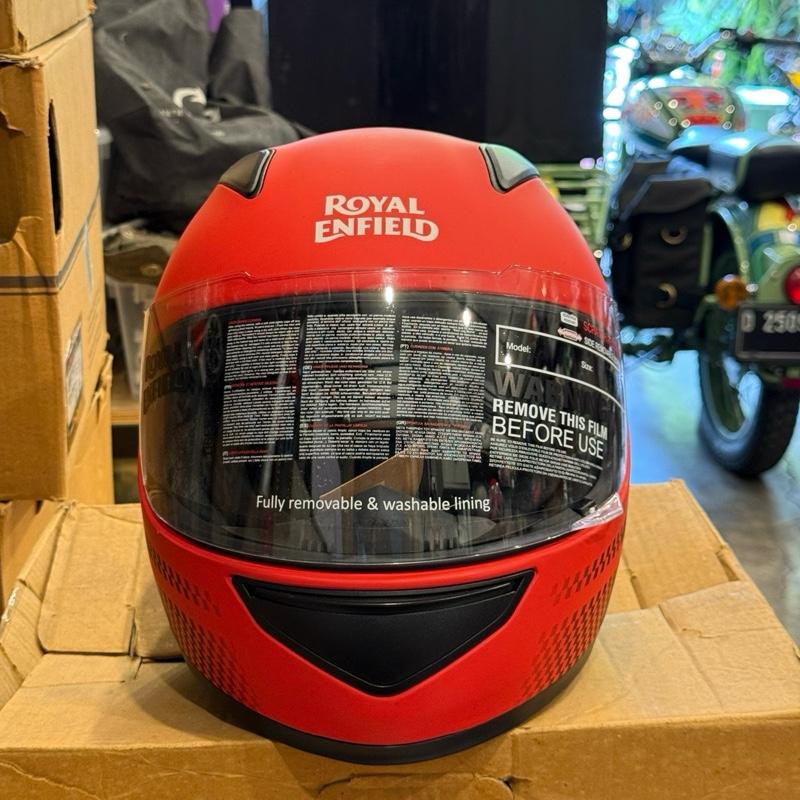 Helm Full Face Merah Dof Hitam Motif 65 XL BESAR RRGHEM000228 - Royal Enfield ASLI