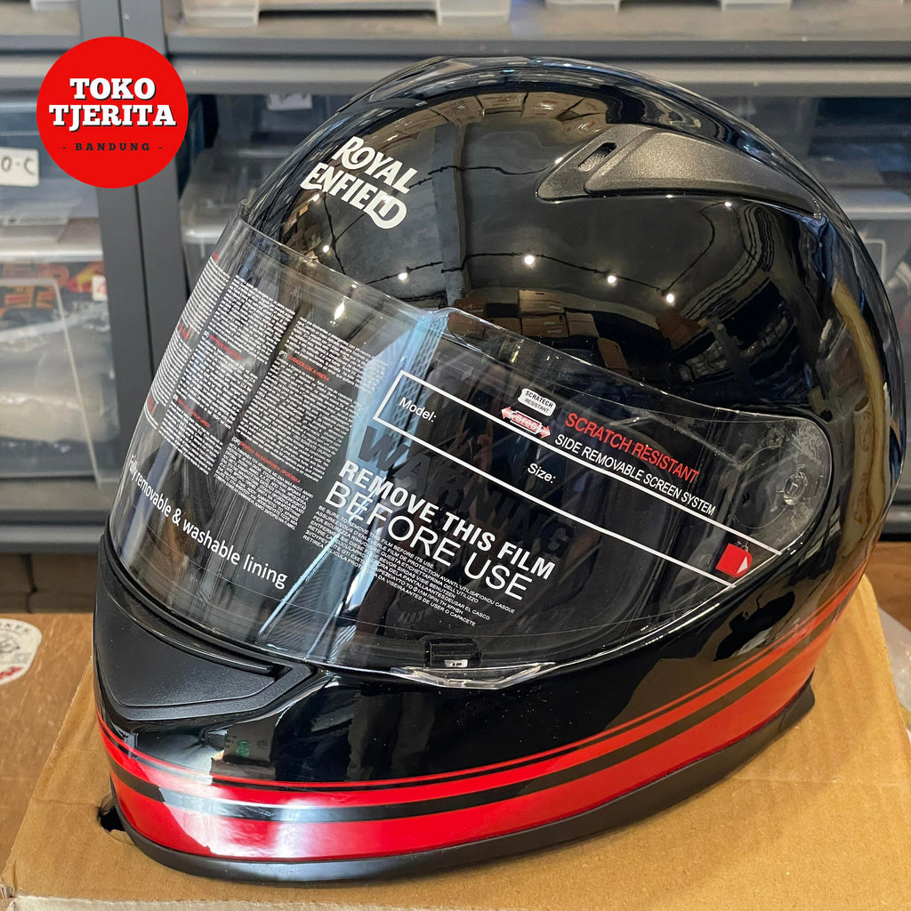Helm Full Face Stripes Hitam Merah L 60 cm RRGHEP0000153 - Royal Enfield ASLI