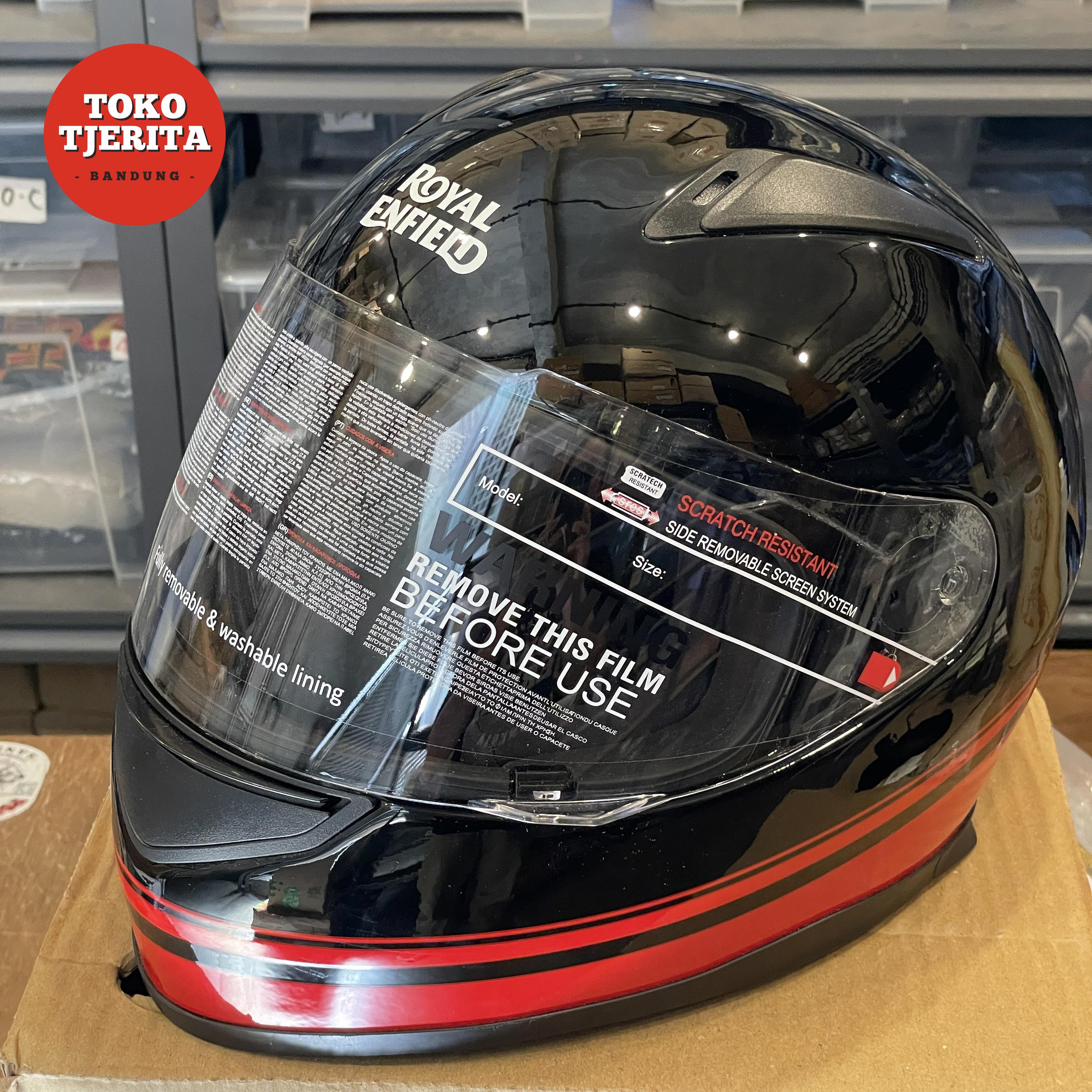 Helm Full Face Stripes Hitam Merah L 60 cm RRGHEP0000153 - Royal Enfield ASLI