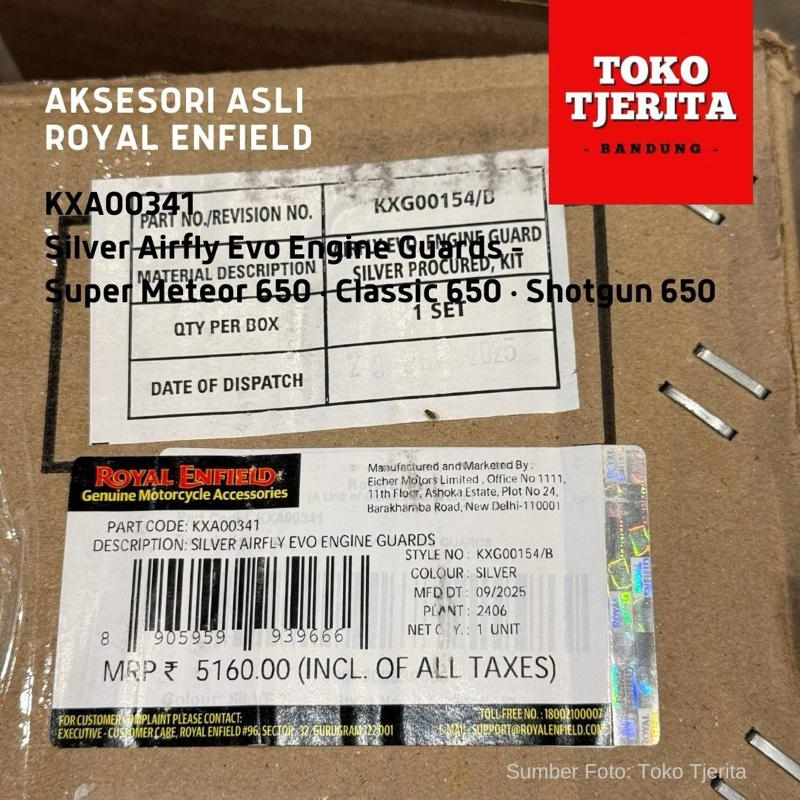 Silver Airfly Evo Engine Guards KXA00341 Classic 650 Super Meteor Shotgun - Royal Enfield ASLI