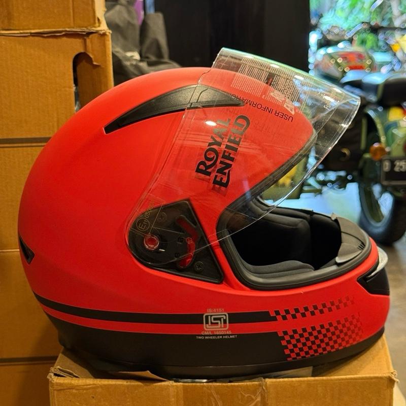 Helm Full Face Merah Dof Hitam Motif 65 XL BESAR RRGHEM000228 - Royal Enfield ASLI