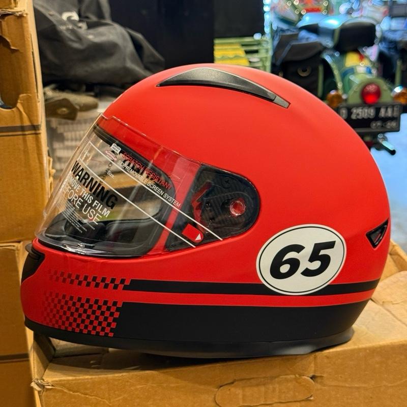 Helm Full Face Merah Dof Hitam Motif 65 XL BESAR RRGHEM000228 - Royal Enfield ASLI