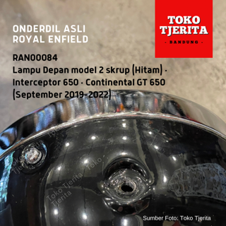 Lampu Depan (Hitam) RAN00084 Model Dua Skrup Interceptor 650, Continental GT 650 (Sep 2019 - 2022) - Royal Enfield ASLI
