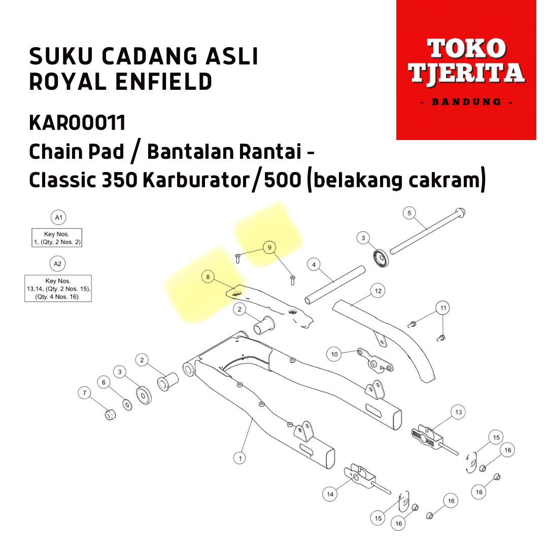 Chain Pad KAR00011 Bantalan Rantai Classic 500 Belakang Cakram - Royal Enfield ASLI