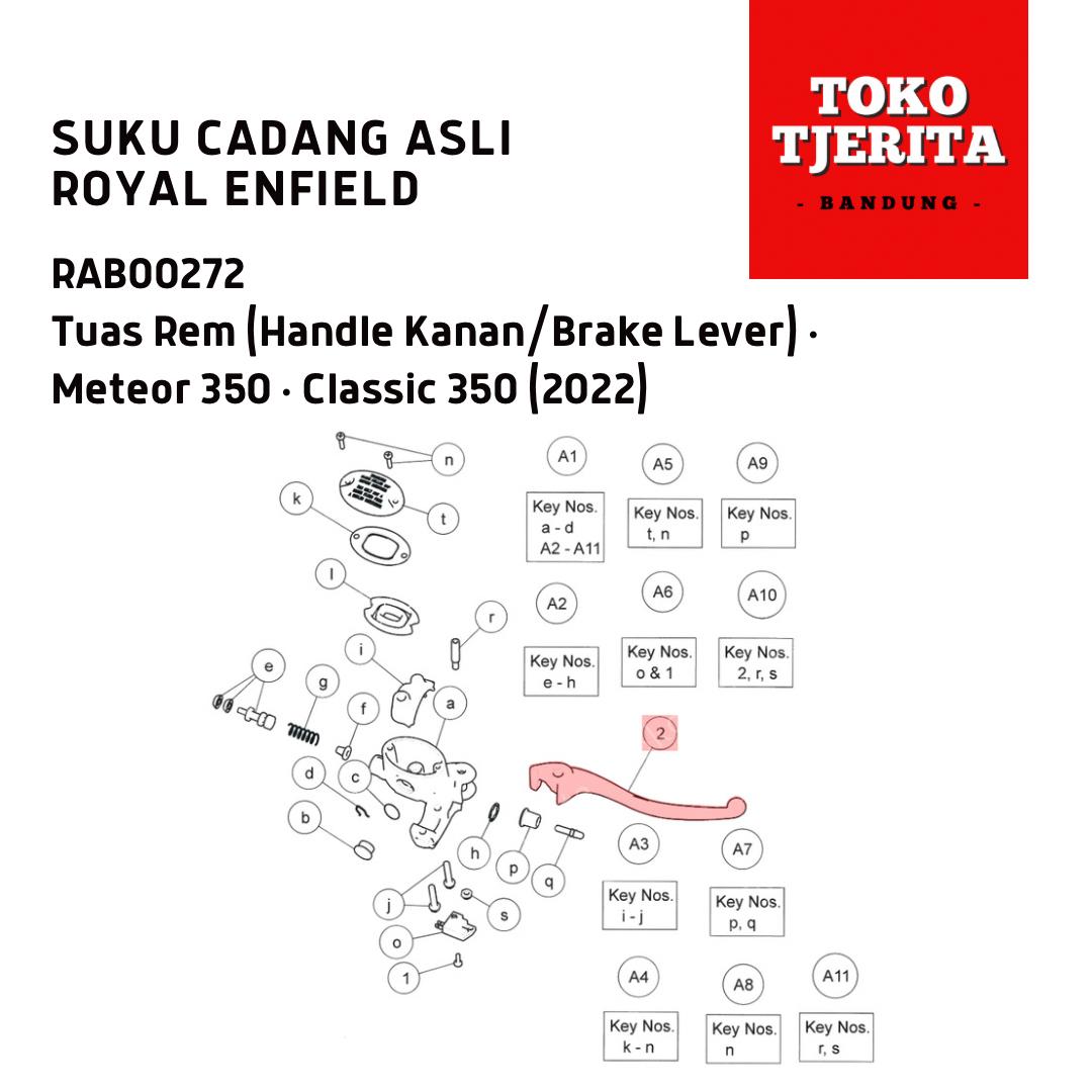 Tuas Rem Meteor Classic 350 Handle Kanan RAB00272 - Royal Enfield ASLI