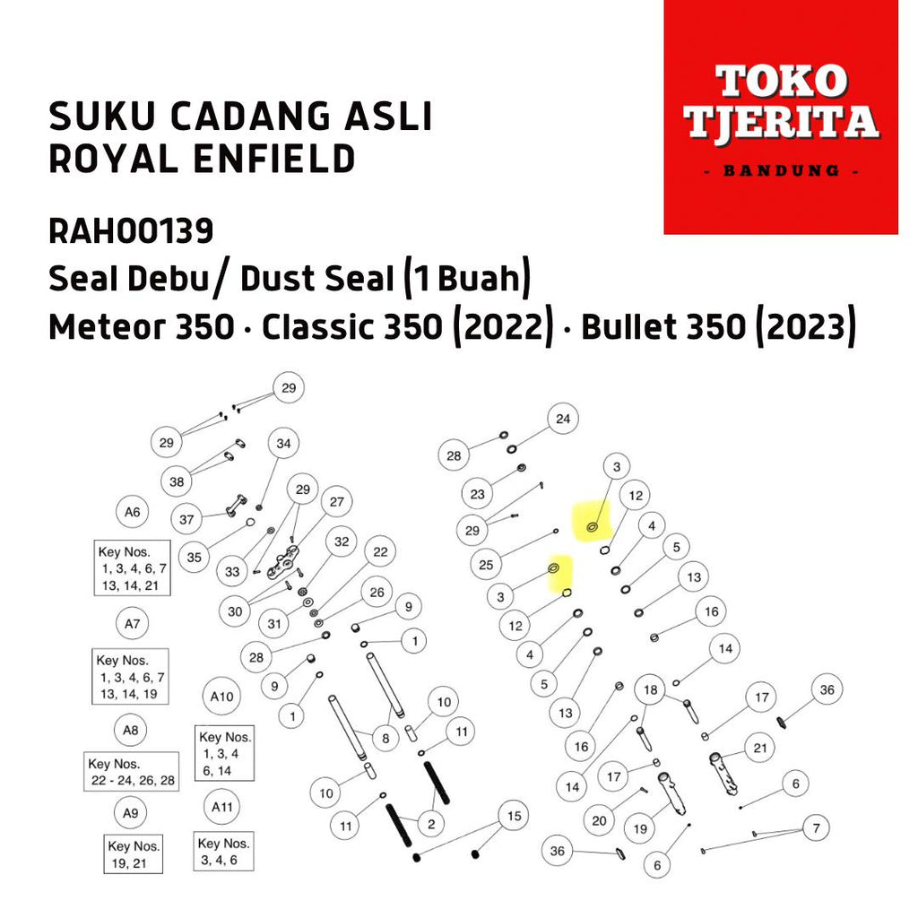 Seal Debu (1 Buah) RAH00139 Meteor 350 Classic Reborn Bullet 350 2023 - Royal Enfield ASLI