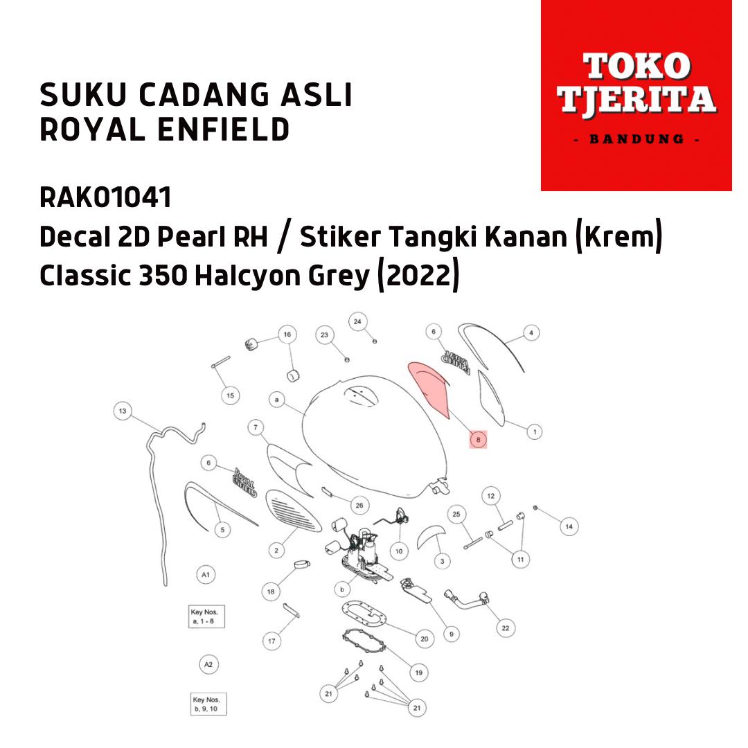 Stiker Tangki (1 Lembar) Krem Pearl Classic 350 Halcyon Grey - Royal Enfield ASLI