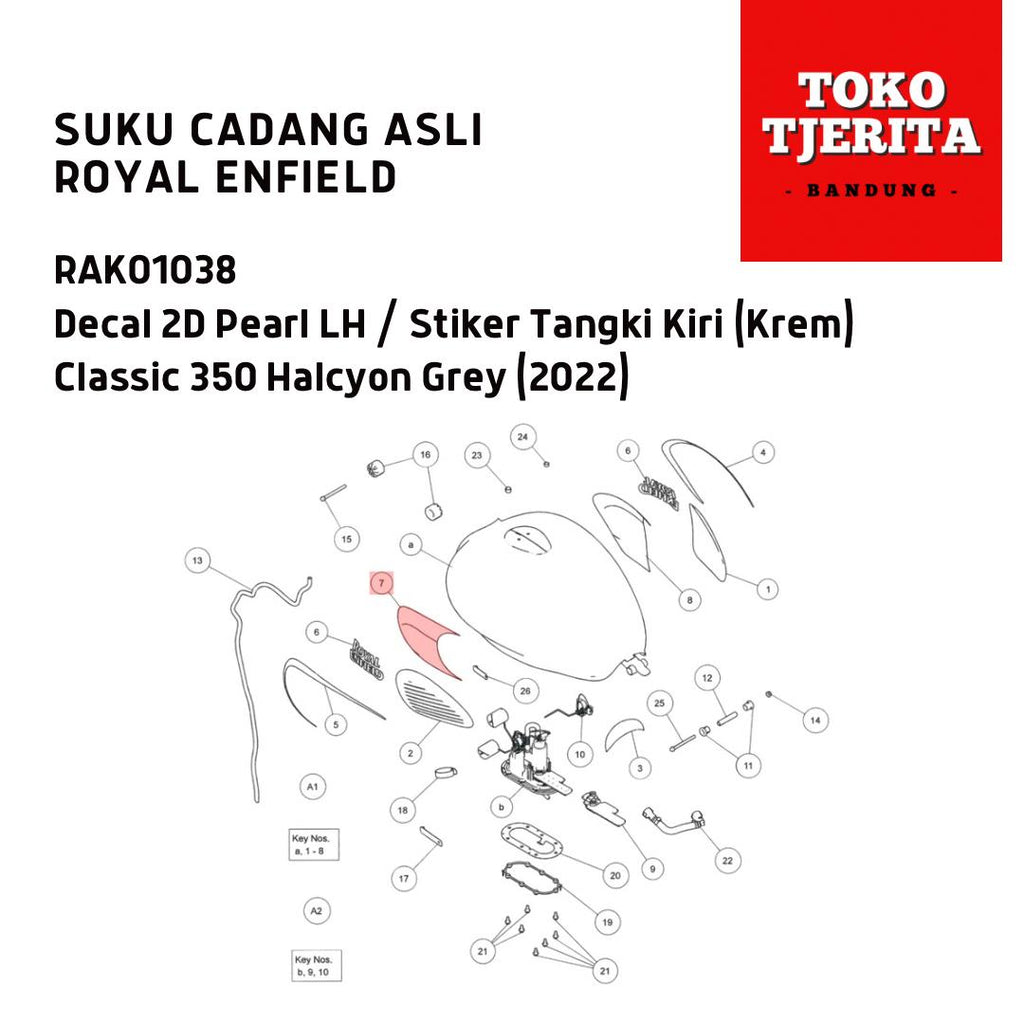 Stiker Tangki (1 Lembar) Krem Pearl Classic 350 Halcyon Grey - Royal Enfield ASLI