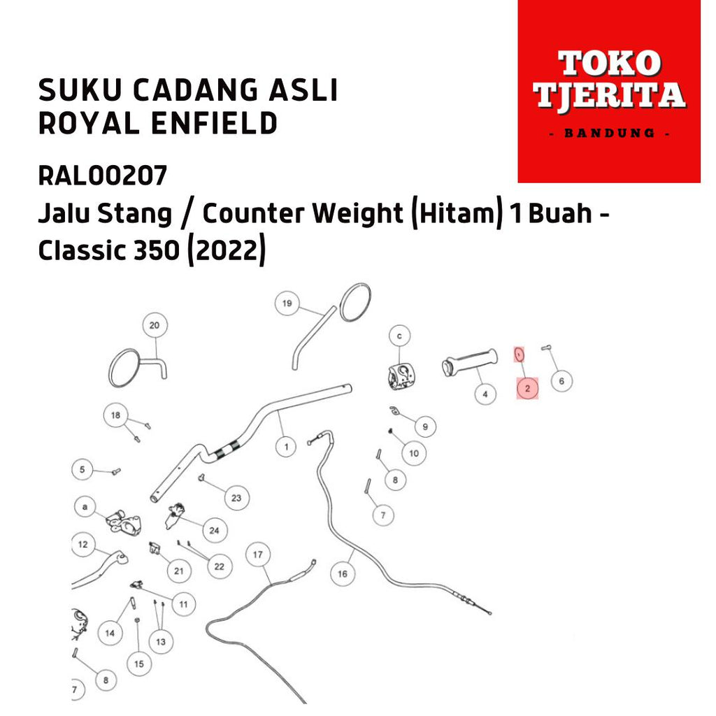 Jalu Stang (1 Buah) Hitam Classic 350 Reborn RAL00207 - Royal Enfield ASLI