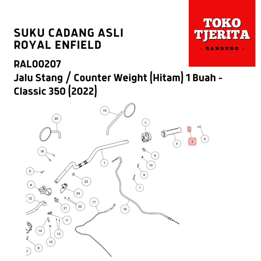 Jalu Stang (1 Buah) Hitam Classic 350 Reborn RAL00207 - Royal Enfield ASLI