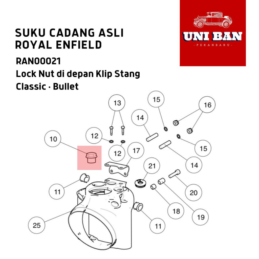 Lock Nut Depan Klip Stang Bullet Classic RAN00021 - Royal Enfield ASLI