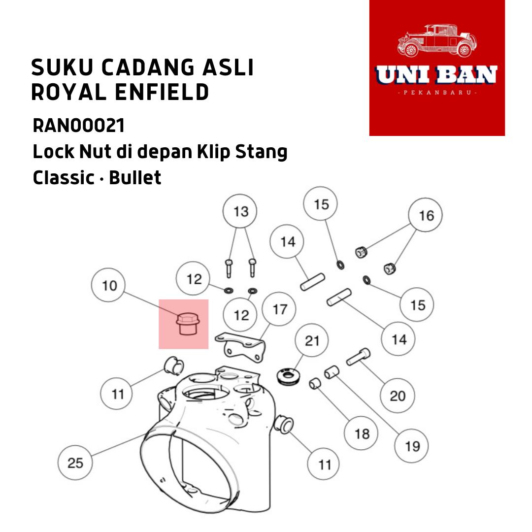 Lock Nut Depan Klip Stang Bullet Classic RAN00021 - Royal Enfield ASLI