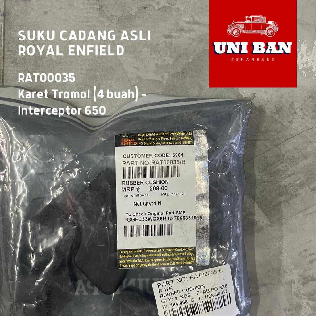 Karet Tromol Interceptor RAT00035 Cushion Rubber - Royal Enfield ASLI