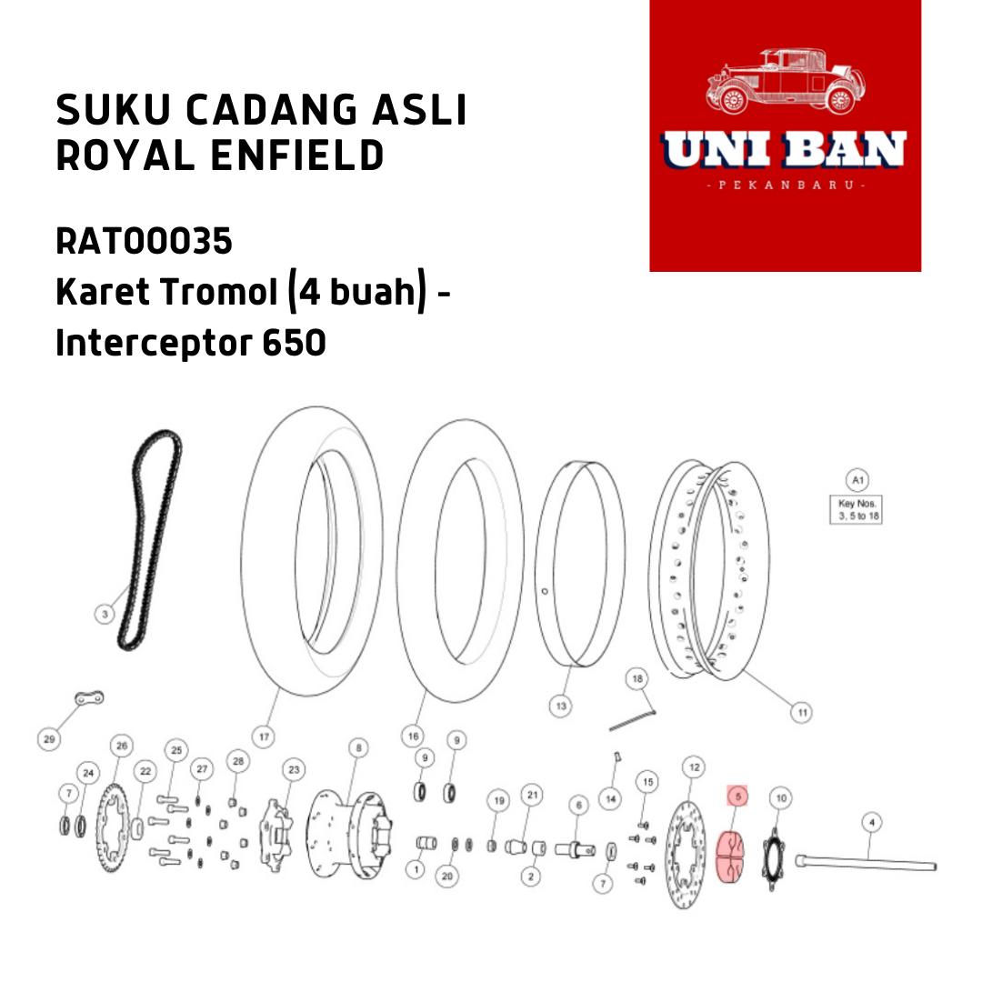 Karet Tromol Interceptor RAT00035 Cushion Rubber - Royal Enfield ASLI