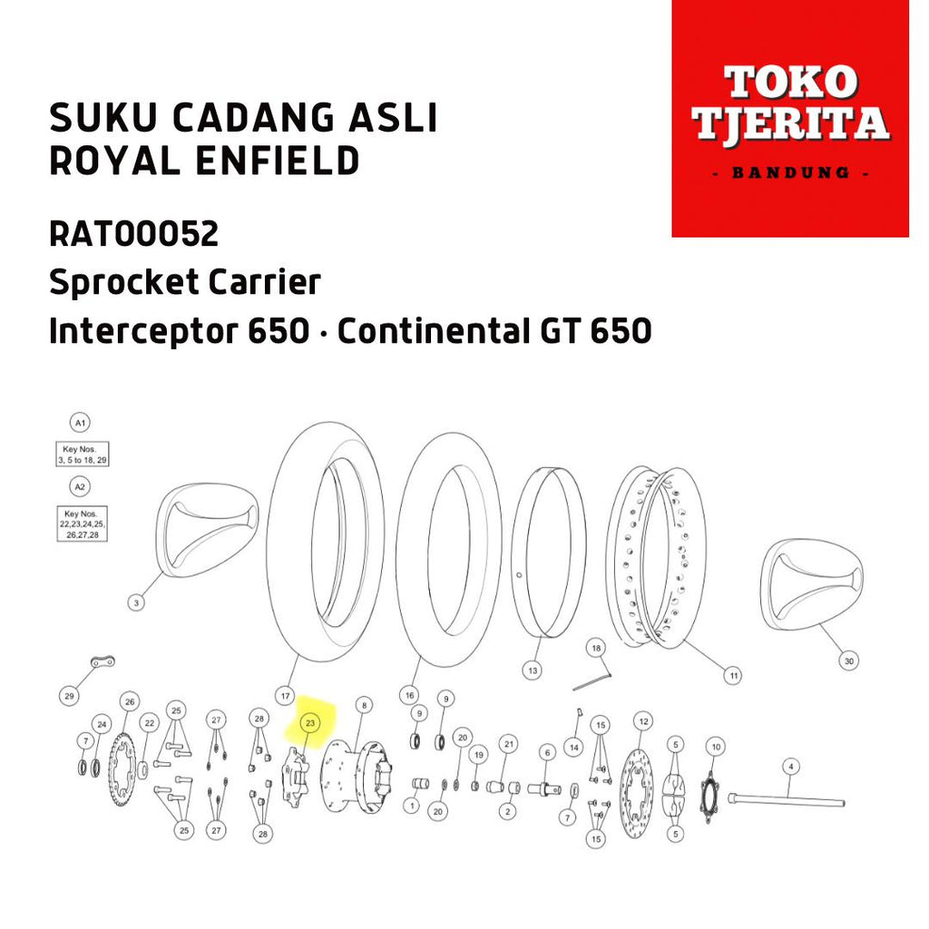 Sprocket Carrier Gear Belakang Interceptor 650 Continental GT 650 RAT00052 - Royal Enfield ASLI