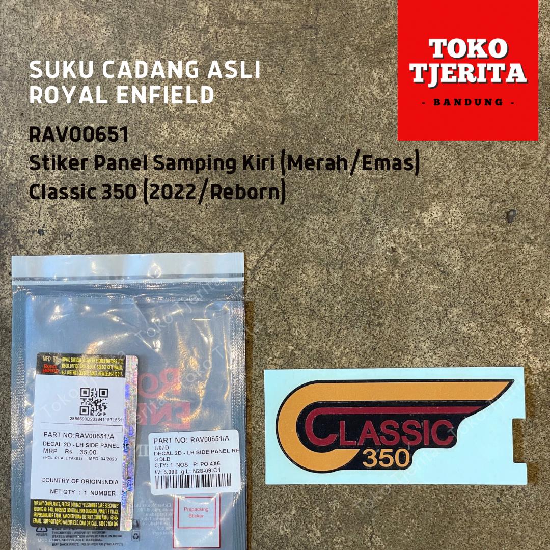 Stiker (1 Lembar) Side Panel Emas Merah Classic 350 - Royal Enfield