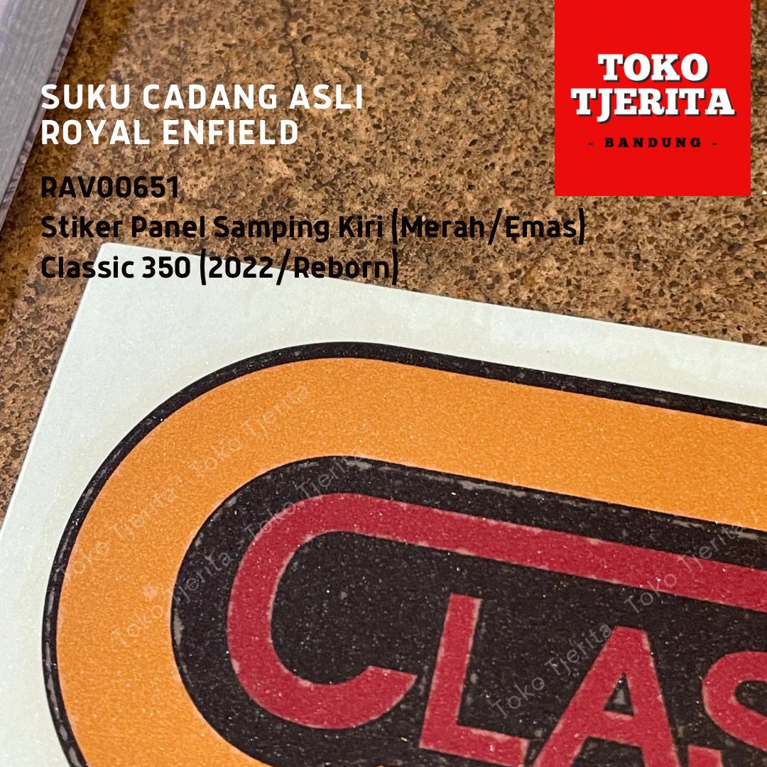 Stiker (1 Lembar) Side Panel Emas Merah Classic 350 - Royal Enfield