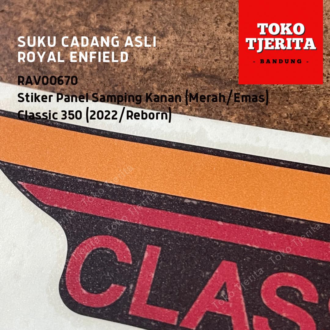 Stiker (1 Lembar) Side Panel Emas Merah Classic 350 - Royal Enfield