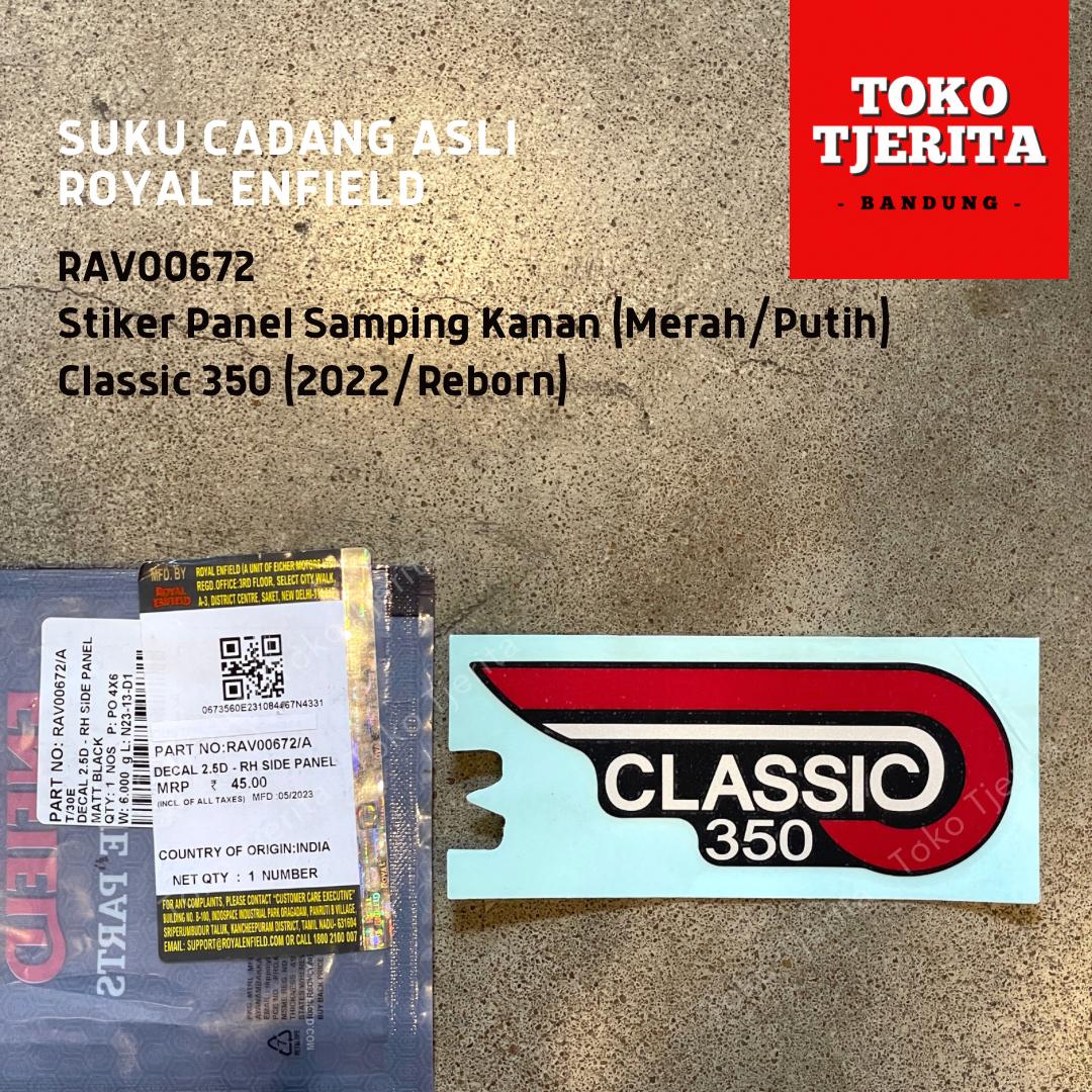 Stiker (1 Lembar) Side Panel Merah Putih Classic 350 - Royal Enfiel