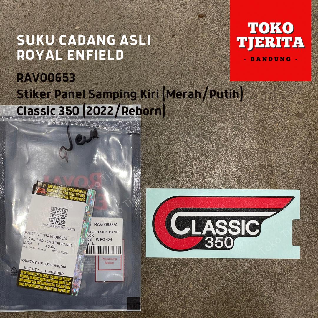 Stiker (1 Lembar) Side Panel Merah Putih Classic 350 - Royal Enfiel