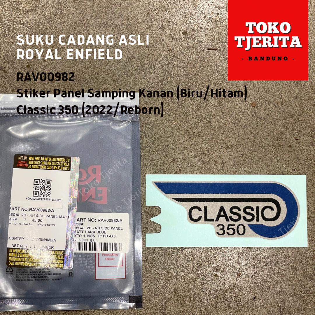 Stiker (1 Lembar) Side Panel Biru Hitam Classic 350 - Royal Enfield