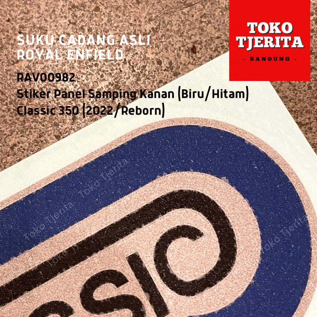 Stiker (1 Lembar) Side Panel Biru Hitam Classic 350 - Royal Enfield