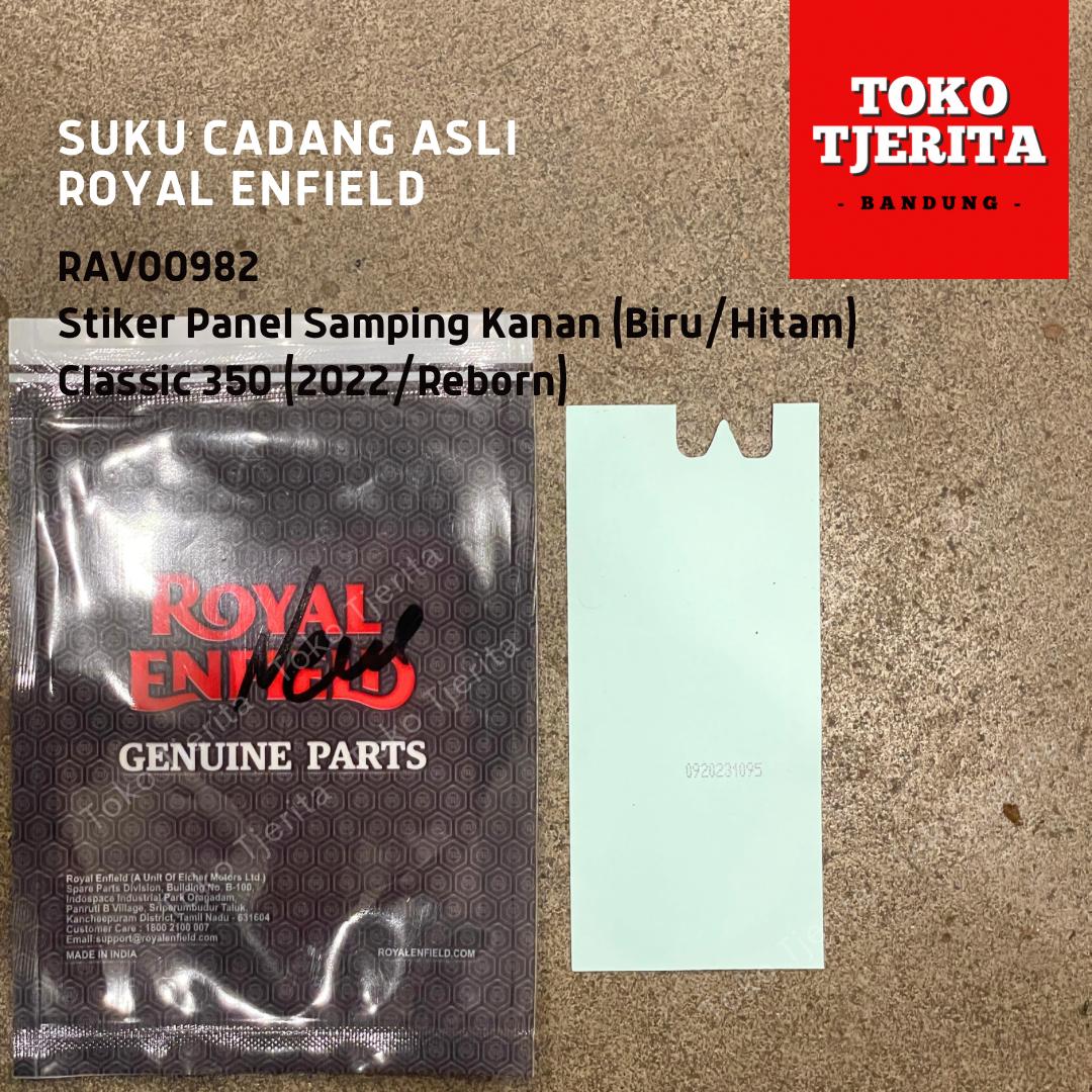 Stiker (1 Lembar) Side Panel Biru Hitam Classic 350 - Royal Enfield