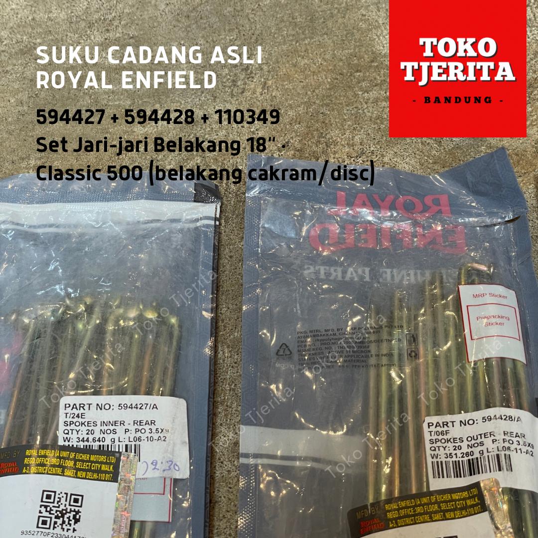 Set Jari-jari 18" 594427 594428 110349 Classic 500 Belakang Cakram - Royal Enfield ASLI