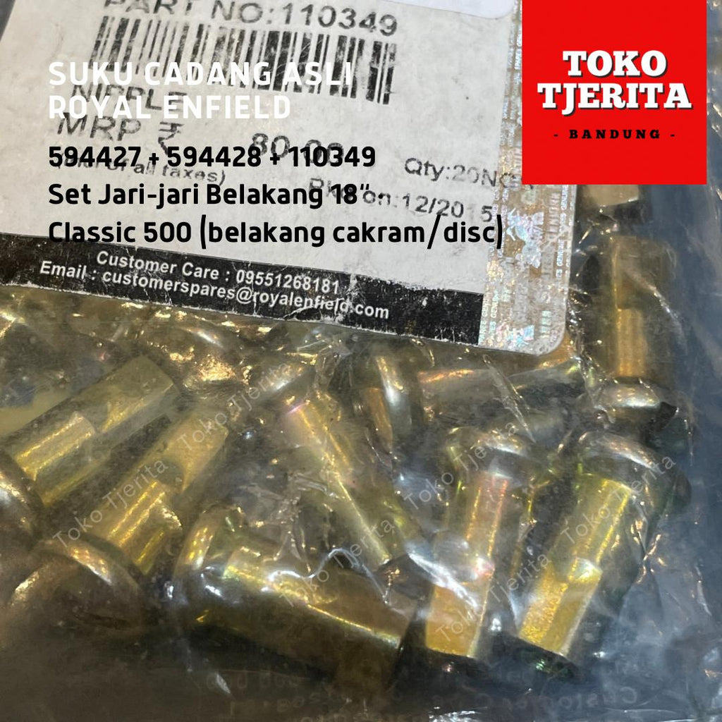 Set Jari-jari 18" 594427 594428 110349 Classic 500 Belakang Cakram - Royal Enfield ASLI